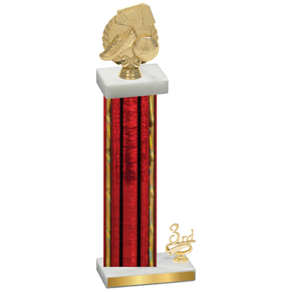 Accented Single Red Glacier Third Place Soccer Trophy