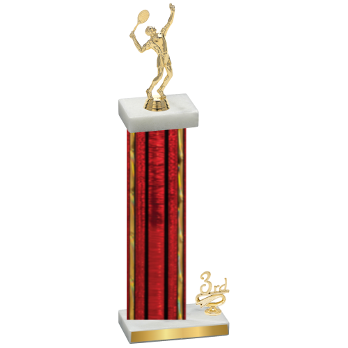 Accented Single Red Glacier Third Place Tennis Trophy