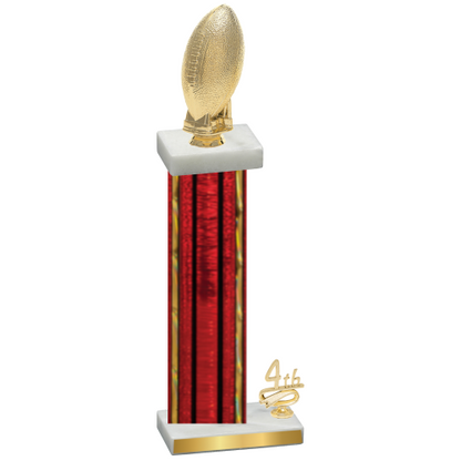Accented Single Red Glacier Fourth Place Football Trophy
