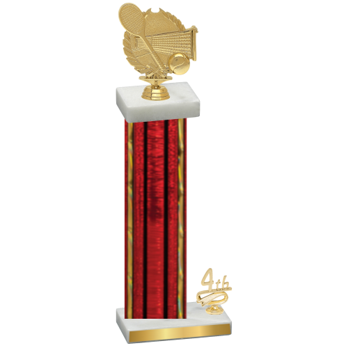 Accented Single Red Glacier Fourth Place Tennis Trophy