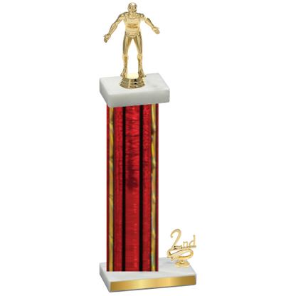 Accented Single Red Glacier Second Place Wrestling Trophy