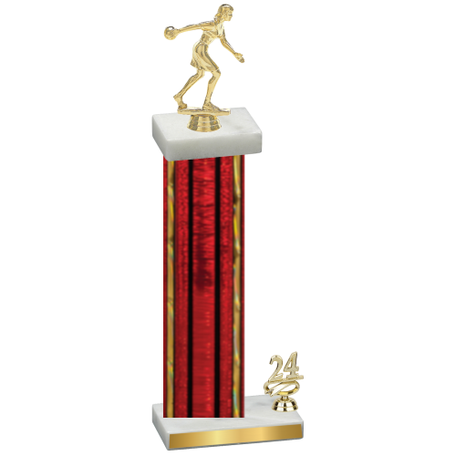 Accented Single Red Glacier Year Bowling Trophy