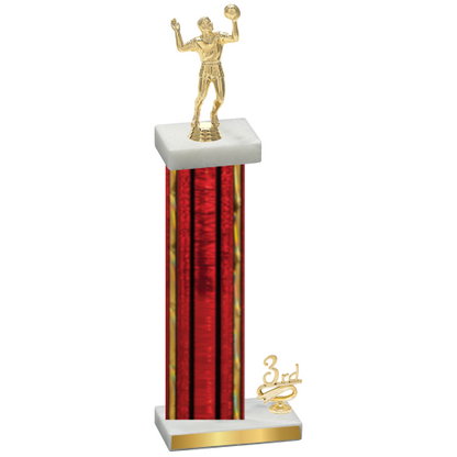 Accented Single Red Glacier Third Place Volleyball Trophy