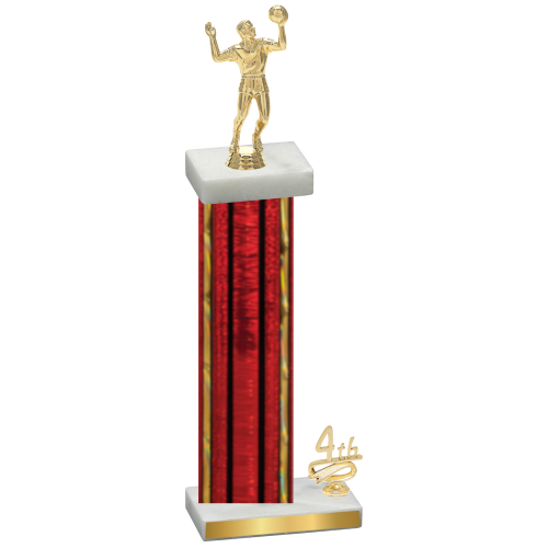 Accented Single Red Glacier Fourth Place Volleyball Trophy