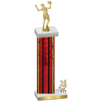 Accented Single Red Glacier Year Volleyball Trophy