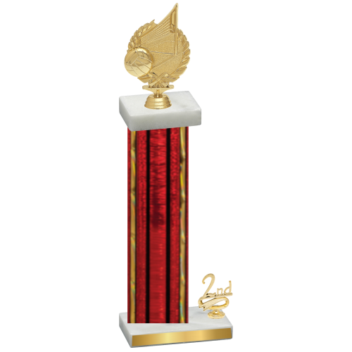 Accented Single Red Glacier Second Place Volleyball Trophy