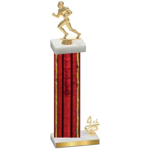 Accented Single Red Glacier Fourth Place Football Trophy