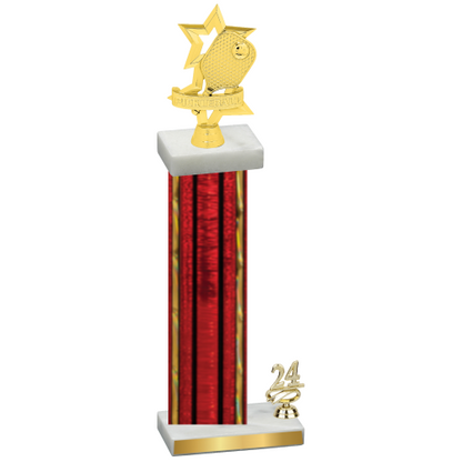 Accented Single Red Glacier Year Pickleball Trophy