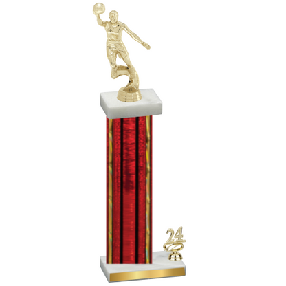 Accented Single Red Glacier Year Basketball Trophy