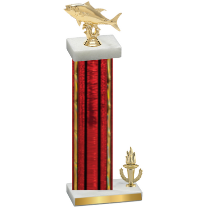 Accented Single Red Glacier Victory Fishing Trophy