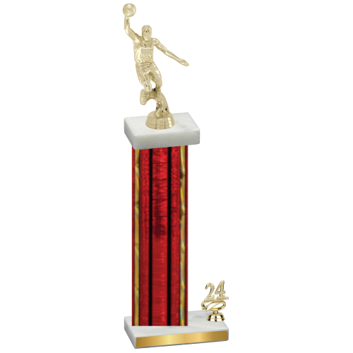 Accented Single Red Glacier Year Basketball Trophy