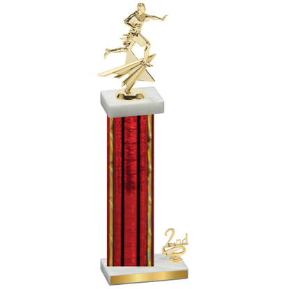 Accented Single Red Glacier Second Place Flag Football Trophy