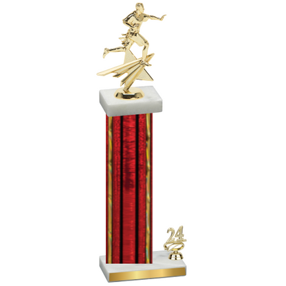 Accented Single Red Glacier Year Flag Football Trophy