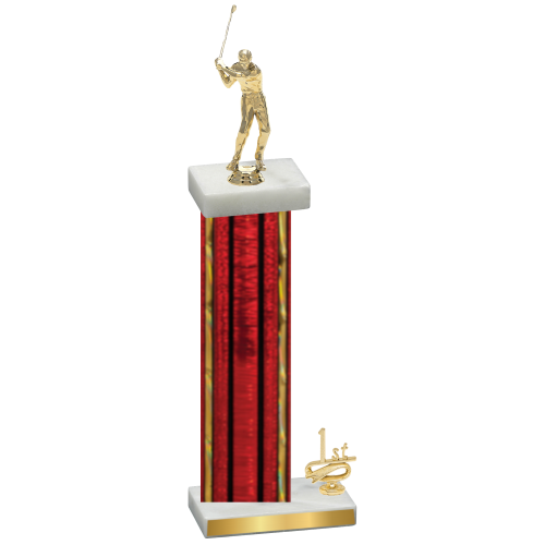 Accented Single Red Glacier First Place Golf Trophy