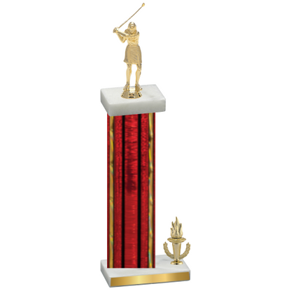 Accented Single Red Glacier Victory Golf Trophy