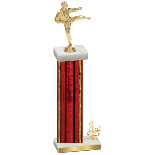 Accented Single Red Glacier Third Place Karate Trophy