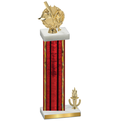 Accented Single Red Glacier Victory Baseball Trophy