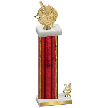 Accented Single Red Glacier Year Baseball Trophy