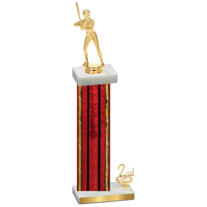 Accented Single Red Glacier Second Place Softball Trophy