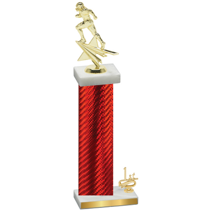 Accented Single Red Carbon Fiber First Place Football Trophy