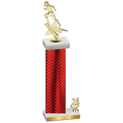 Accented Single Red Carbon Fiber Year Football Trophy