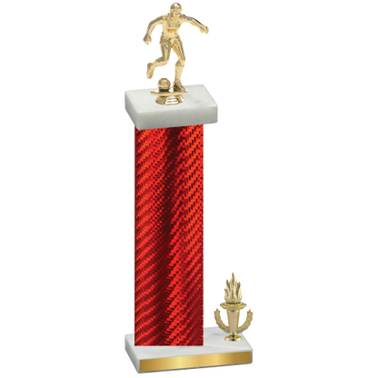 Accented Single Red Carbon Fiber Victory Soccer Trophy