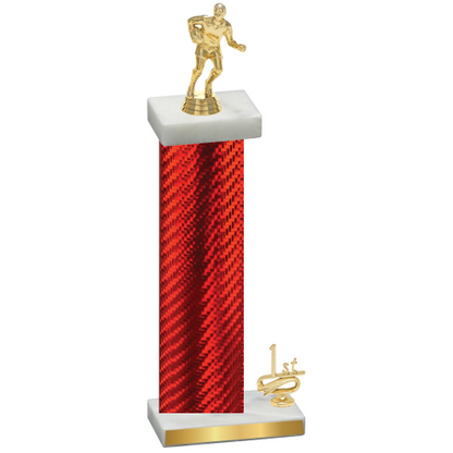 Accented Single Red Carbon Fiber First Place Rugby Trophy