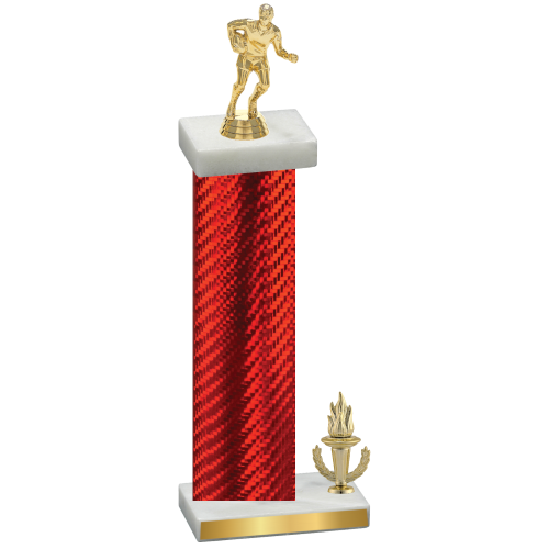 Accented Single Red Carbon Fiber Victory Rugby Trophy