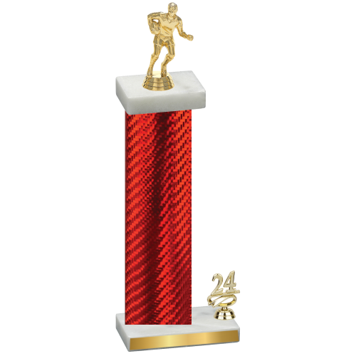 Accented Single Red Carbon Fiber Year Rugby Trophy