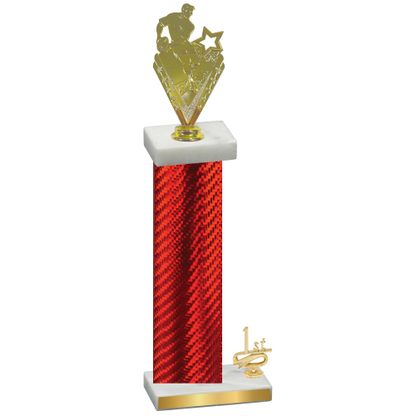 Accented Single Red Carbon Fiber First Place Rugby Trophy