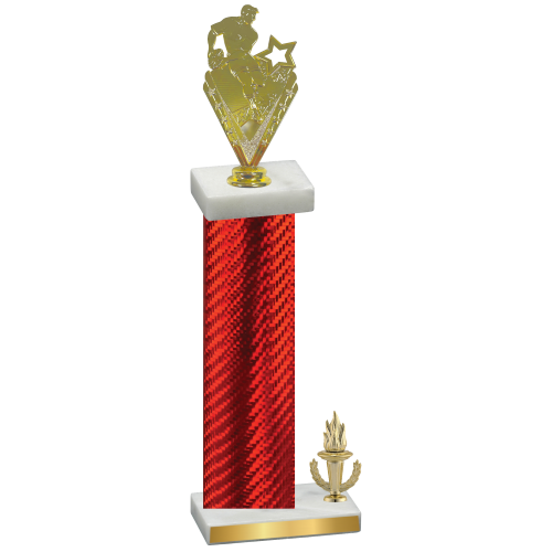 Accented Single Red Carbon Fiber Victory Rugby Trophy