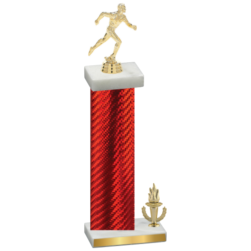 Accented Single Red Carbon Fiber Victory Running Trophy