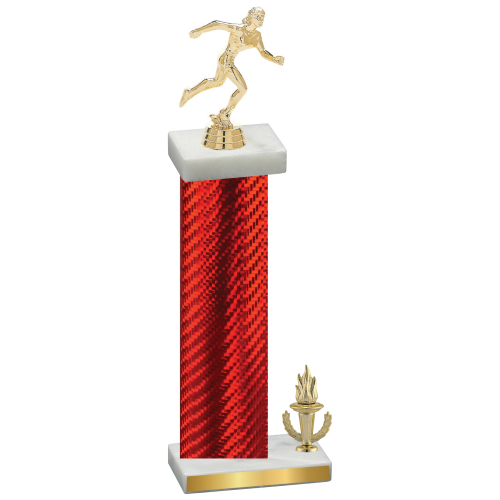 Accented Single Red Carbon Fiber Victory Running Trophy