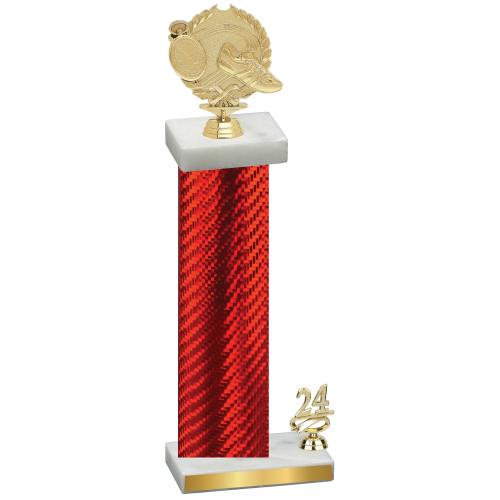 Accented Single Red Carbon Fiber Year Running Trophy