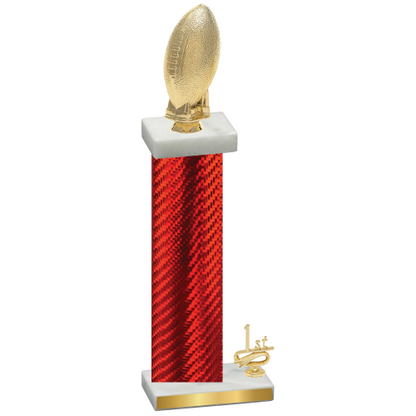 Accented Single Red Carbon Fiber First Place Football Trophy