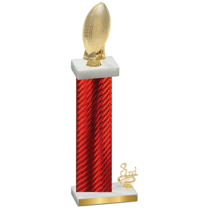 Accented Single Red Carbon Fiber Third Place Football Trophy