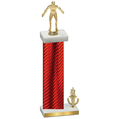 Accented Single Red Carbon Fiber Victory Wrestling Trophy