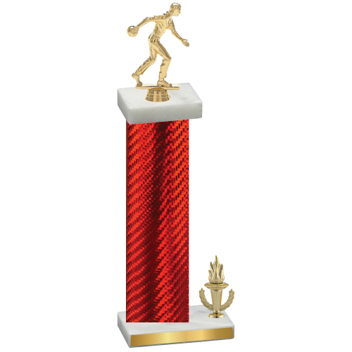 Accented Single Red Carbon Fiber Victory Bowling Trophy