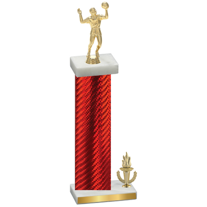 Accented Single Red Carbon Fiber Victory Volleyball Trophy