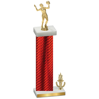 Accented Single Red Carbon Fiber Victory Volleyball Trophy