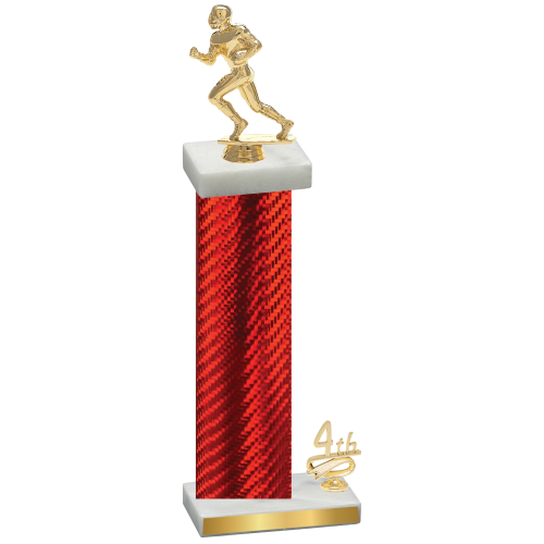 Accented Single Red Carbon Fiber Fourth Place Football Trophy