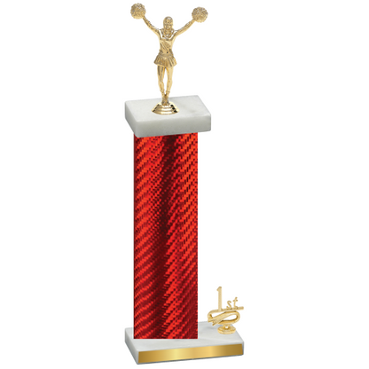 Accented Single Red Carbon Fiber First Place Cheerleading Trophy