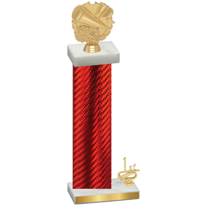 Accented Single Red Carbon Fiber First Place Cheerleading Trophy