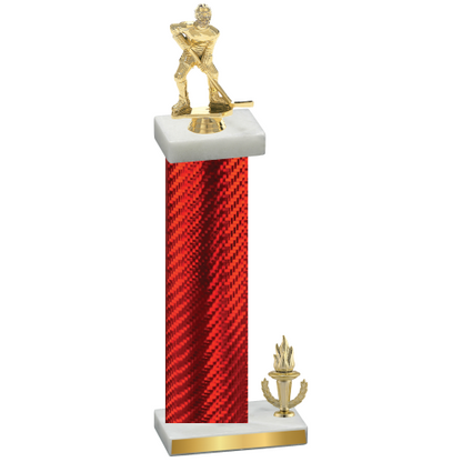 Accented Single Red Carbon Fiber Victory Hockey Trophy