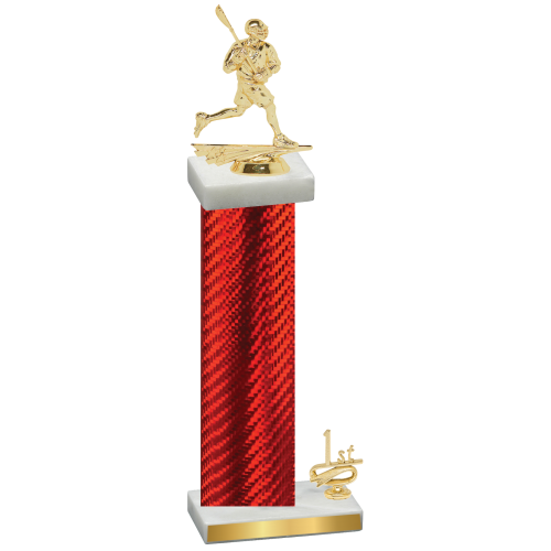 Accented Single Red Carbon Fiber First Place Lacrosse Trophy