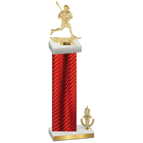 Accented Single Red Carbon Fiber Victory Lacrosse Trophy