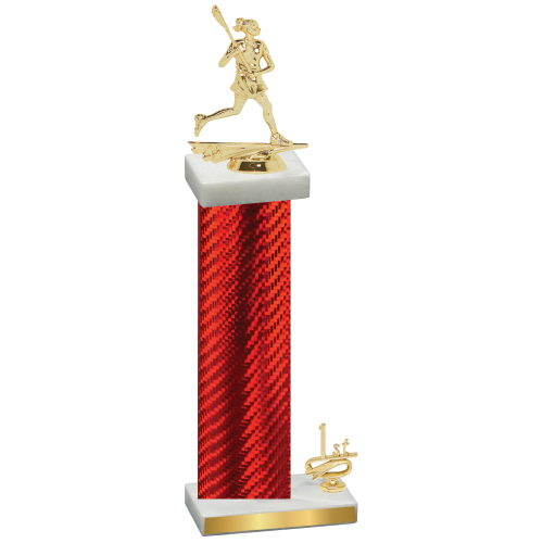 Accented Single Red Carbon Fiber First Place Lacrosse Trophy