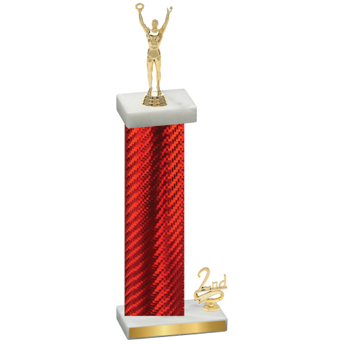 Accented Single Red Carbon Fiber Second Place Victory Trophy