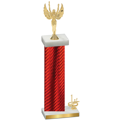 Accented Single Red Carbon Fiber First Place Victory Trophy