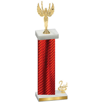 Accented Single Red Carbon Fiber Second Place Victory Trophy